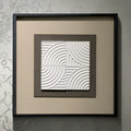 RIVANA Tableau peinture à l'huile beige relief carré cadre aluminium - 50x50 cm