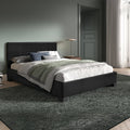 ROMA Lit double en simili cuir noir 140x200 cm