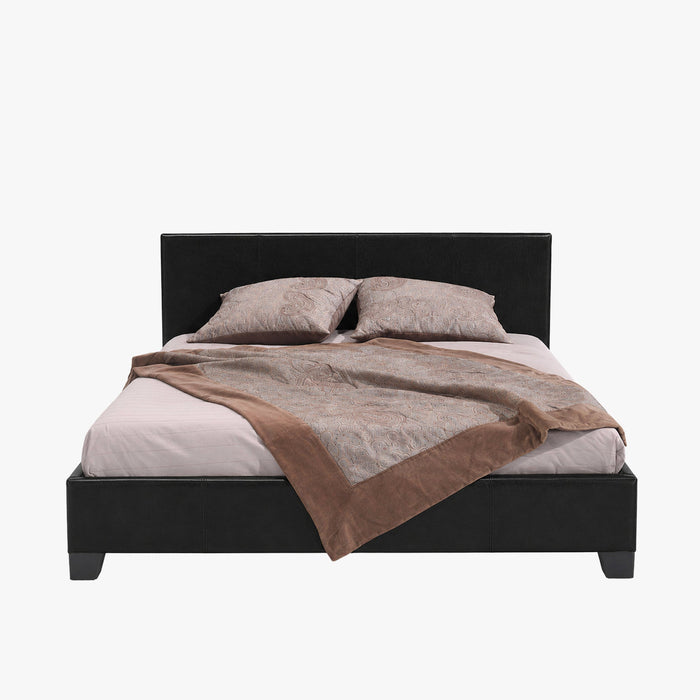 ROMA Lit double en simili cuir noir 160x200 cm