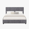 ROMA TISSU Lit double en tissu gris 160x200 cm