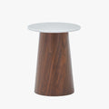 SANA - 40 Table d'appoint en marbre composite pieds couleur bois foncé D40 cm