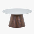 SANA - 80 Table basse ronde en marbre composite pieds couleur bois foncé D80 cm
