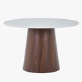 SANA XL Table à manger ronde en marbre composite pieds couleur bois foncé 120 cm