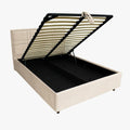 SANEL Lit double en tissu beige avec coffre 140x190 cm