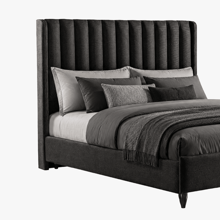 SAYA Lit coffre en tissu noir 160x200 cm