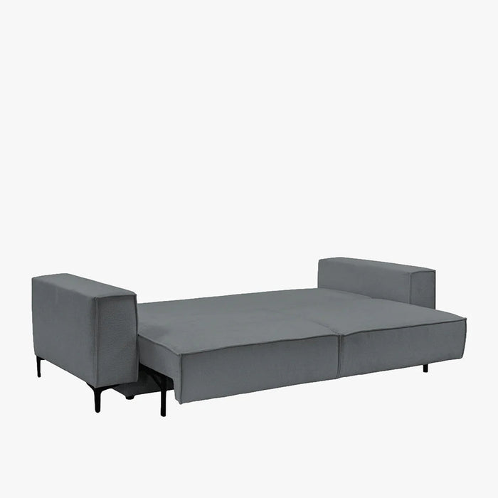 SAYLA Canapé 3 places convertible en tissu gris foncé