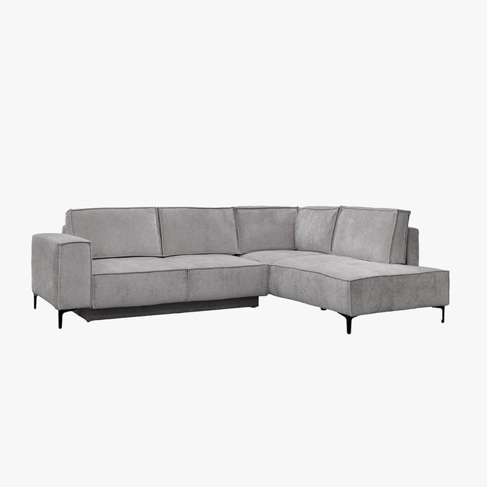 SAYLA Canapé d'angle convertible en tissu gris clair - Angle droit