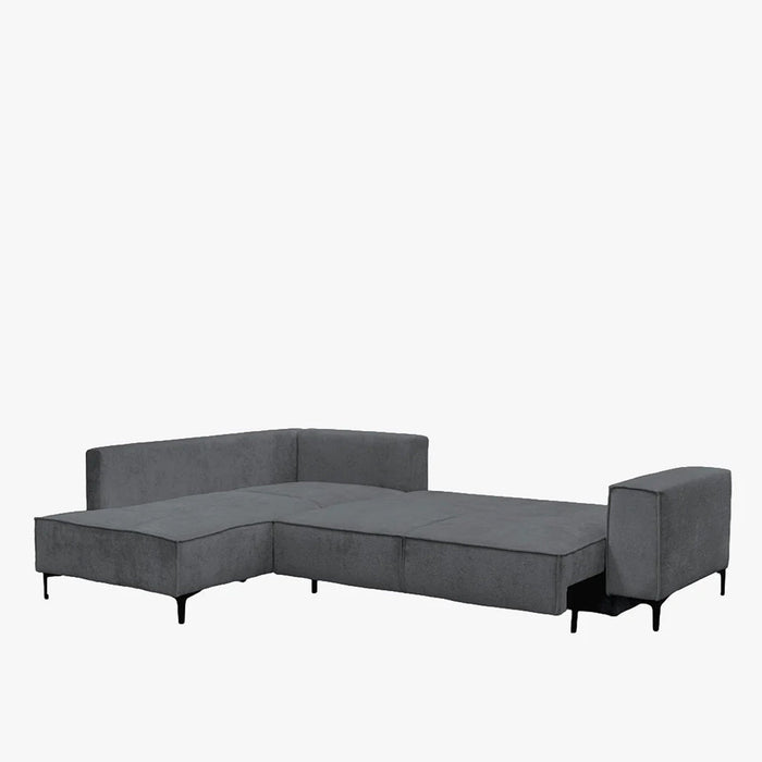SAYLA Canapé d'angle convertible en tissu gris foncé - Angle gauche