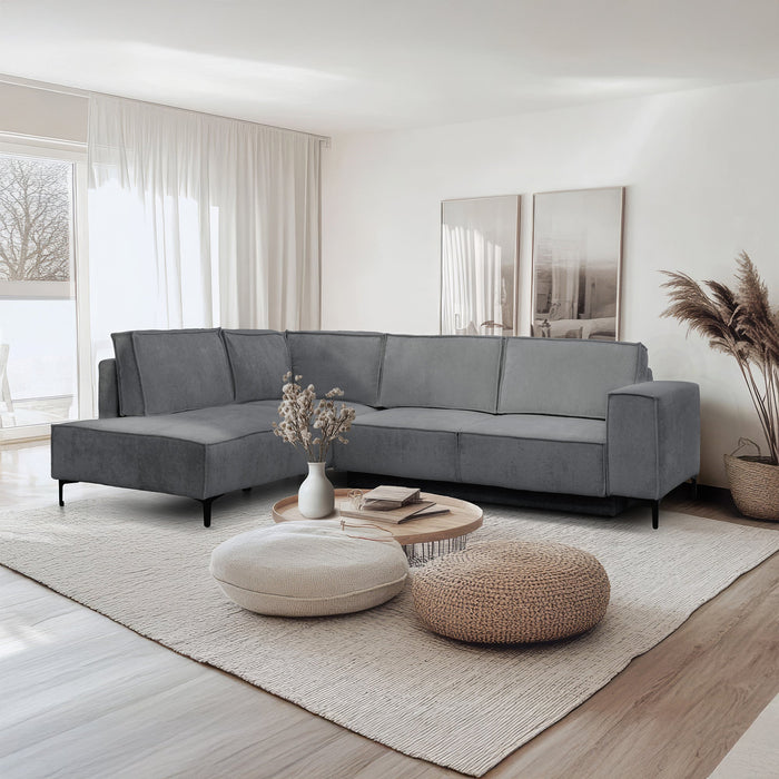 SAYLA Canapé d'angle convertible en tissu gris foncé - Angle gauche