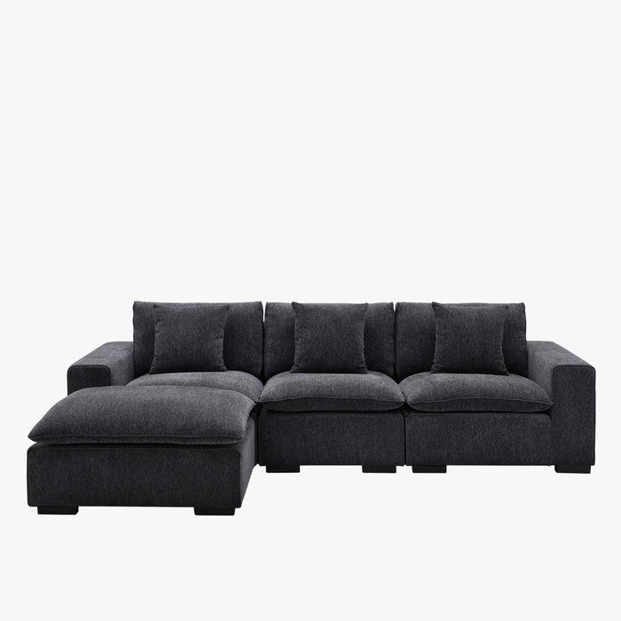 SELENIA Canapé d'angle modulable et réversible en tissu gris foncé