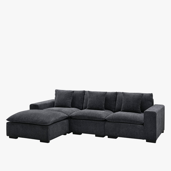 SELENIA Canapé d'angle modulable et réversible en tissu gris foncé – Canapés d'angle – vue 2