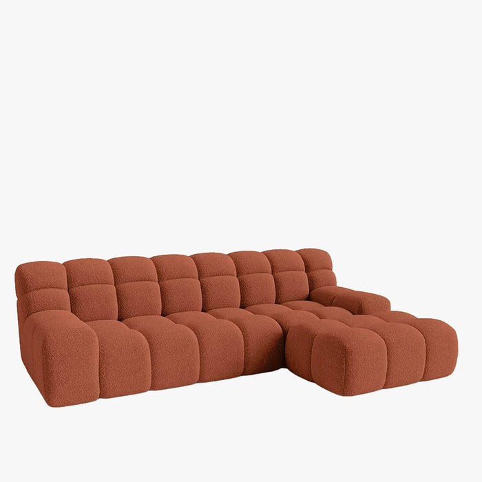 SERENA Canapé d'angle tissu bouclette orange - Angle droit