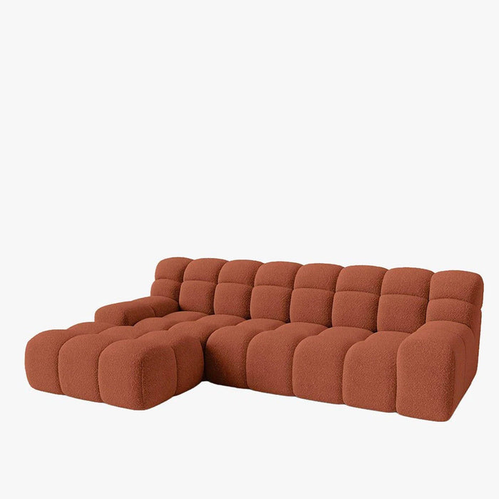 SERENA Canapé d'angle tissu bouclette orange - Angle gauche
