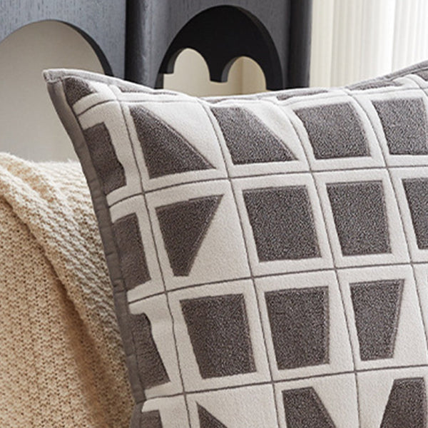 SHAYZ Coussin carré en tissu à motifs blanc et gris 45x45 cm