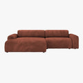 SOFIA Canapé d'angle en velours gros côtelé terracotta - Angle gauche