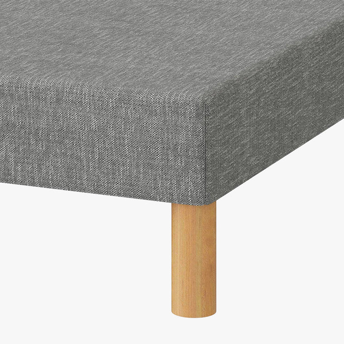 SPRING Sommier tapissier 90*190 tissu gris piètement en bois