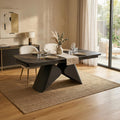 STACY Table à manger extensible en céramique couleur marbre noir pieds en métal 160-240 cm