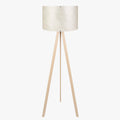 SYMO Lampe sur pieds avec abat jour en PVC beige pieds couleur bois clair