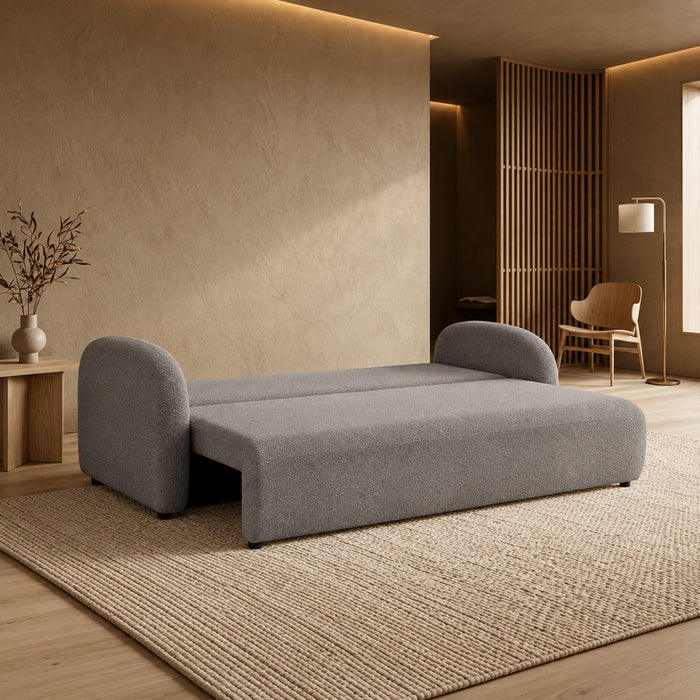 SYNA Canapé 3 places convertible en tissu bouclette gris – Canapés convertibles – vue 2