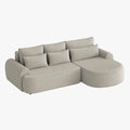 TAYLA Canapé d'angle convertible avec coffre en tissu bouclette beige - Angle droit