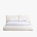 TAYSI Lit double en velours blanc écru 140x190 cm