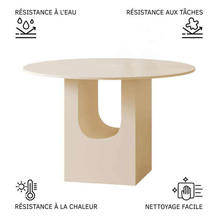 TAYZA Table à manger ronde en marbre d'ingénierie beige