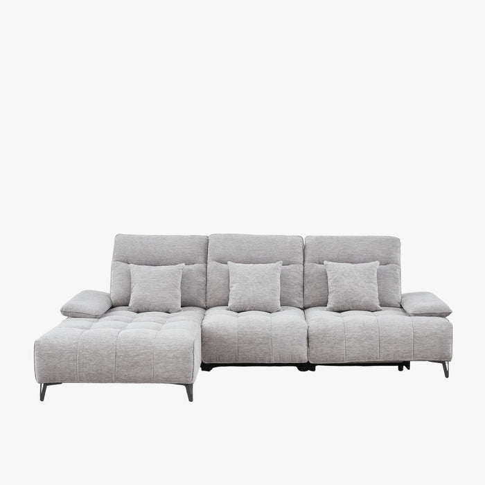 TIAM Canapé d'angle relax électrique en tissu matelassé gris - Angle gauche – Canapé relax – vue 2