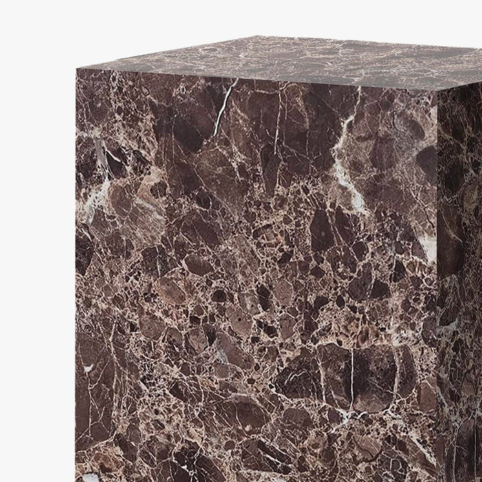 TRESA Table d'appoint en marbre d'ingénierie marron