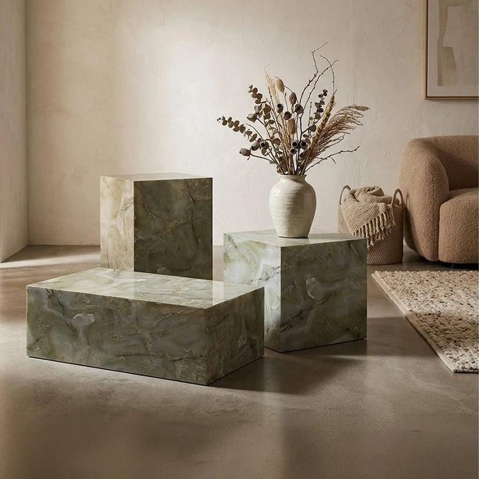TRESA Table d'appoint en marbre d'ingénierie vert