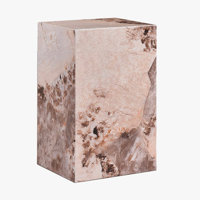 TRESA Table d'appoint marbre d'ingénierie beige et marron