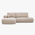 TYLAN Canapé d’angle convertible avec coffre effet peau de mouton beige - Angle gauche