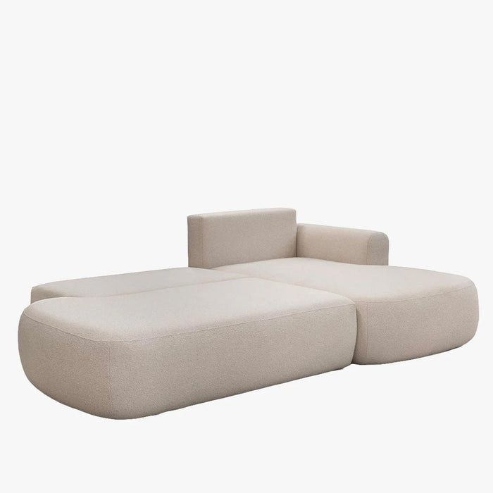TYLAN Canapé d’angle convertible avec coffre effet peau de mouton écru - Angle droit