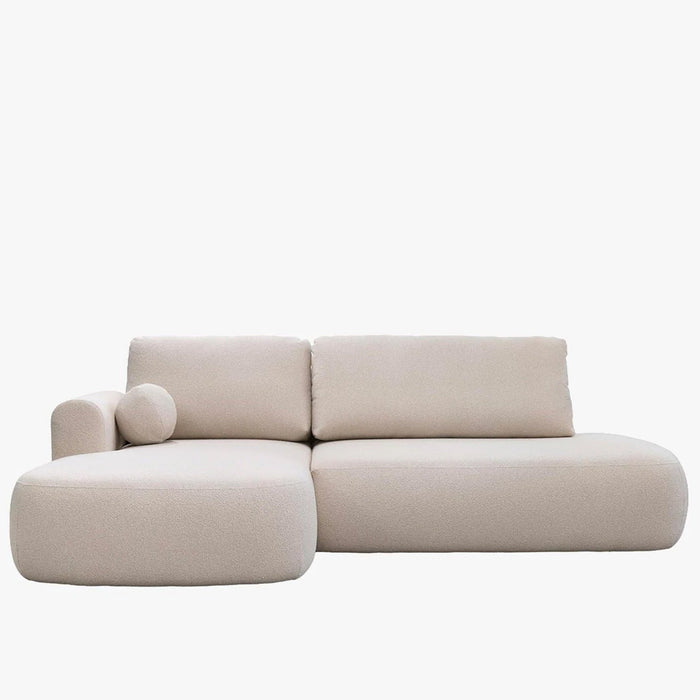 TYLAN Canapé d’angle convertible avec coffre effet peau de mouton écru - Angle gauche