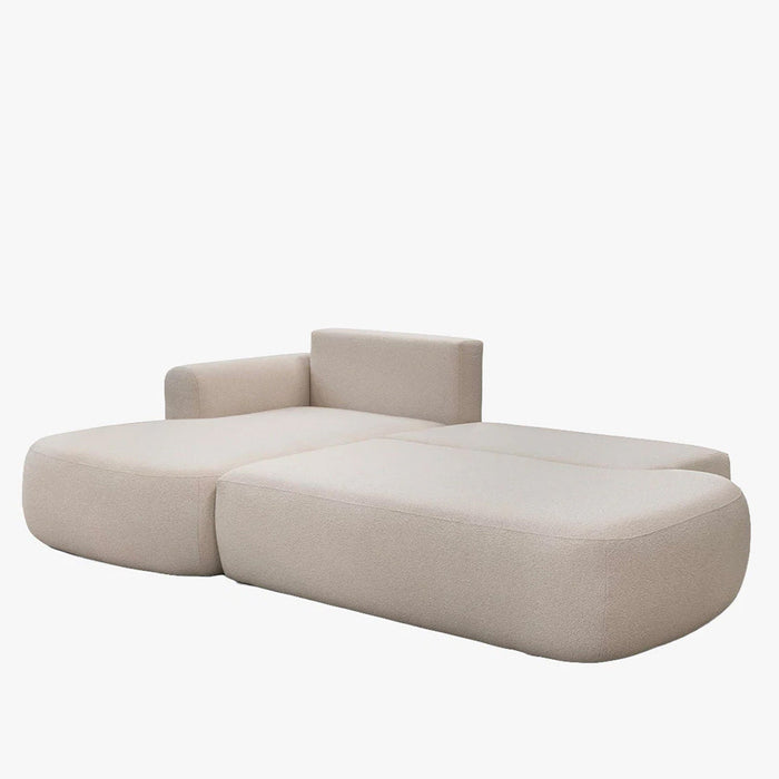 TYLAN Canapé d’angle convertible avec coffre effet peau de mouton écru - Angle gauche