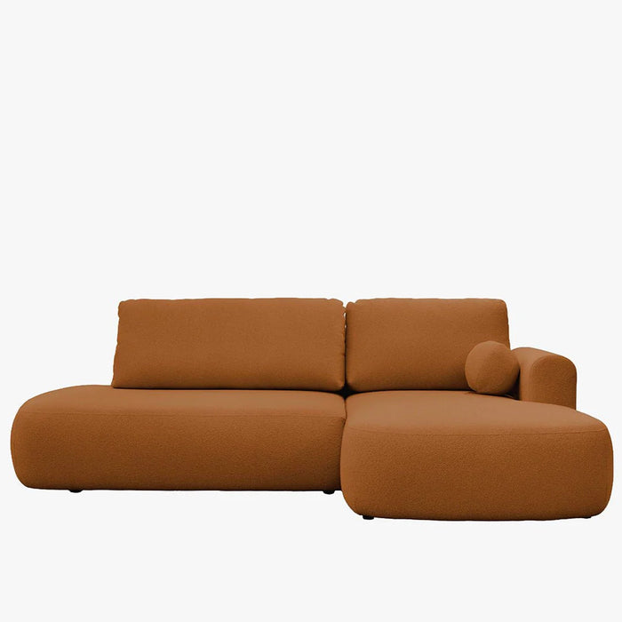 TYLAN Canapé d’angle convertible avec coffre effet peau de mouton orange - Angle droit