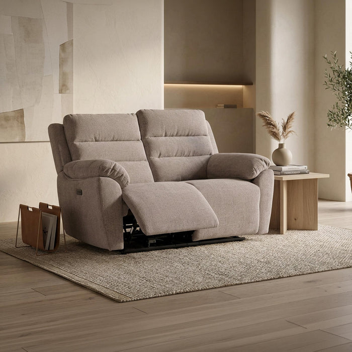 ULYA Canapé 2 places relax électrique en tissu taupe – Canapé relax Mobilier Deco