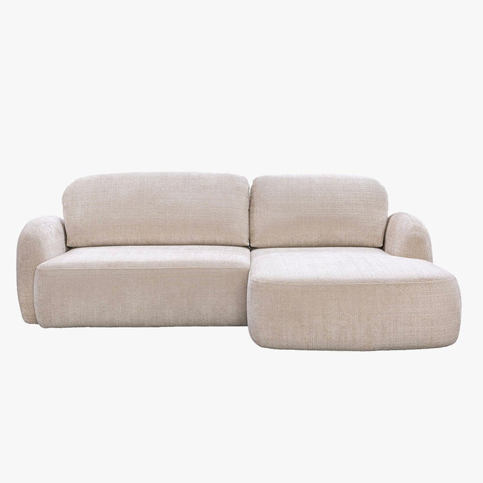 VIONA Canapé d'angle convertible avec coffre en tissu beige - Angle droit