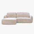 VIONA Canapé d'angle convertible avec coffre en tissu beige - Angle gauche