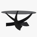WESTON Table basse en verre teinté pieds croisés noir