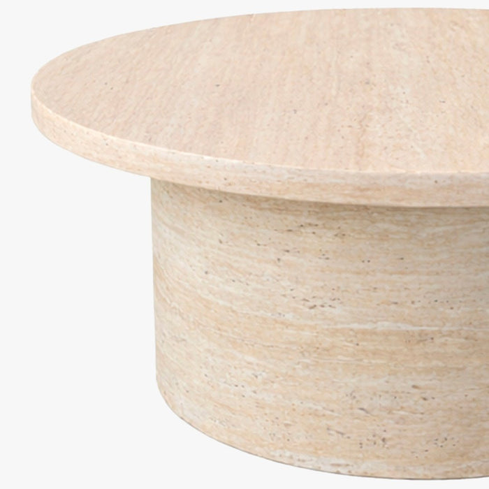 YARA Table basse ronde plateau en marbre d'ingénierie couleur bois