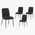 ZERA Lot de 4 chaises en tissu bouclette noir pieds en métal noir