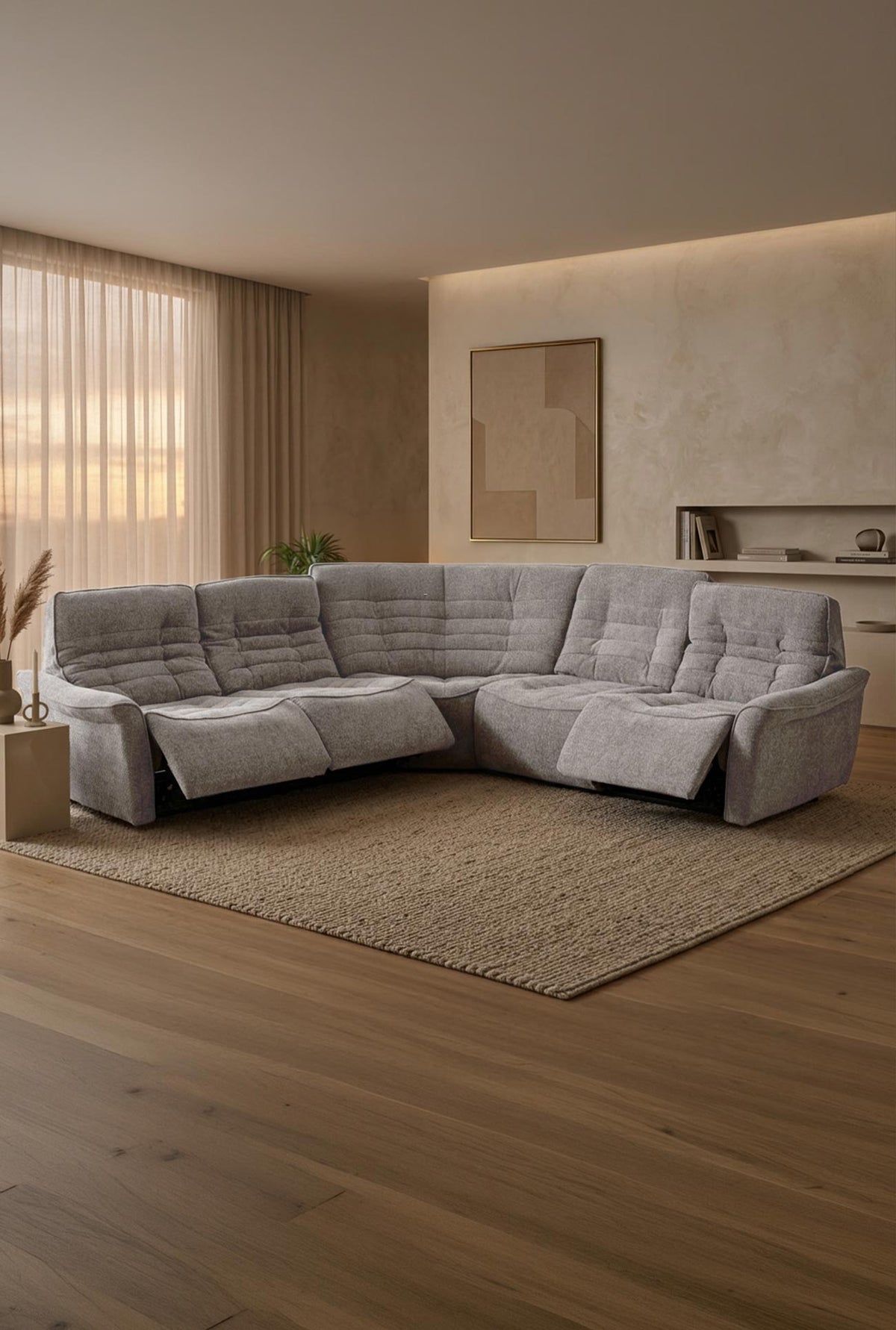CHILLY - Canapés d'angle relax électriques réversibles en tissu - Mobilier Deco