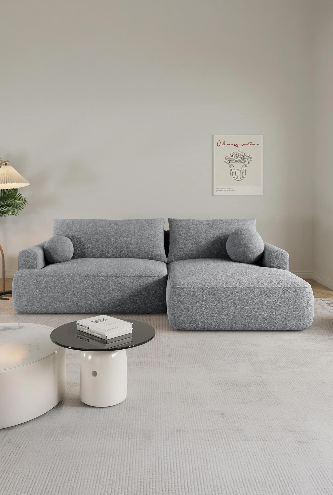 ANAIS - Canapés d'angle convertibles en tissu bouclette - Mobilier Deco