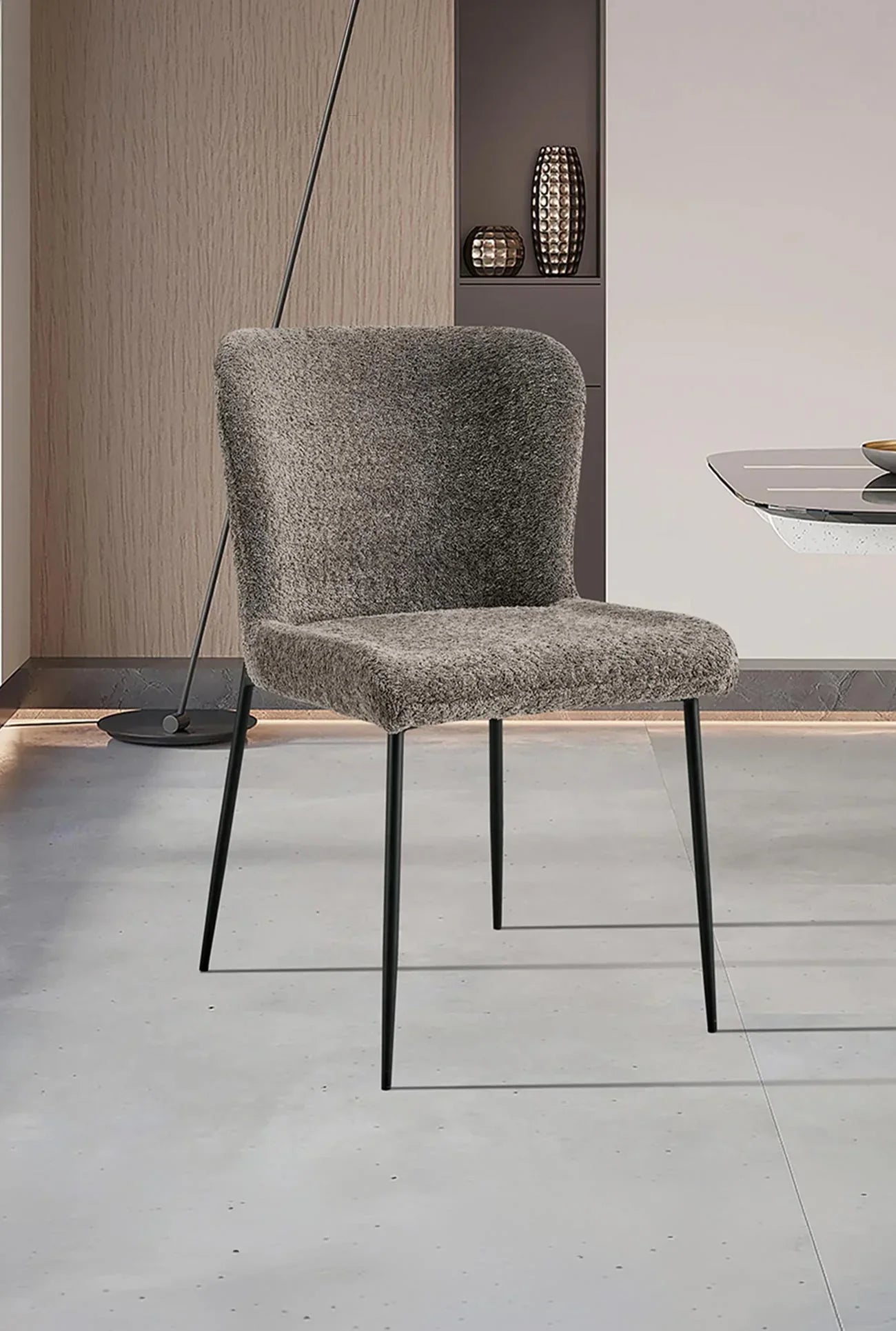 AZEL – Lots de Chaises ou tabourets en tissu bouclette métal noir - Mobilier Deco