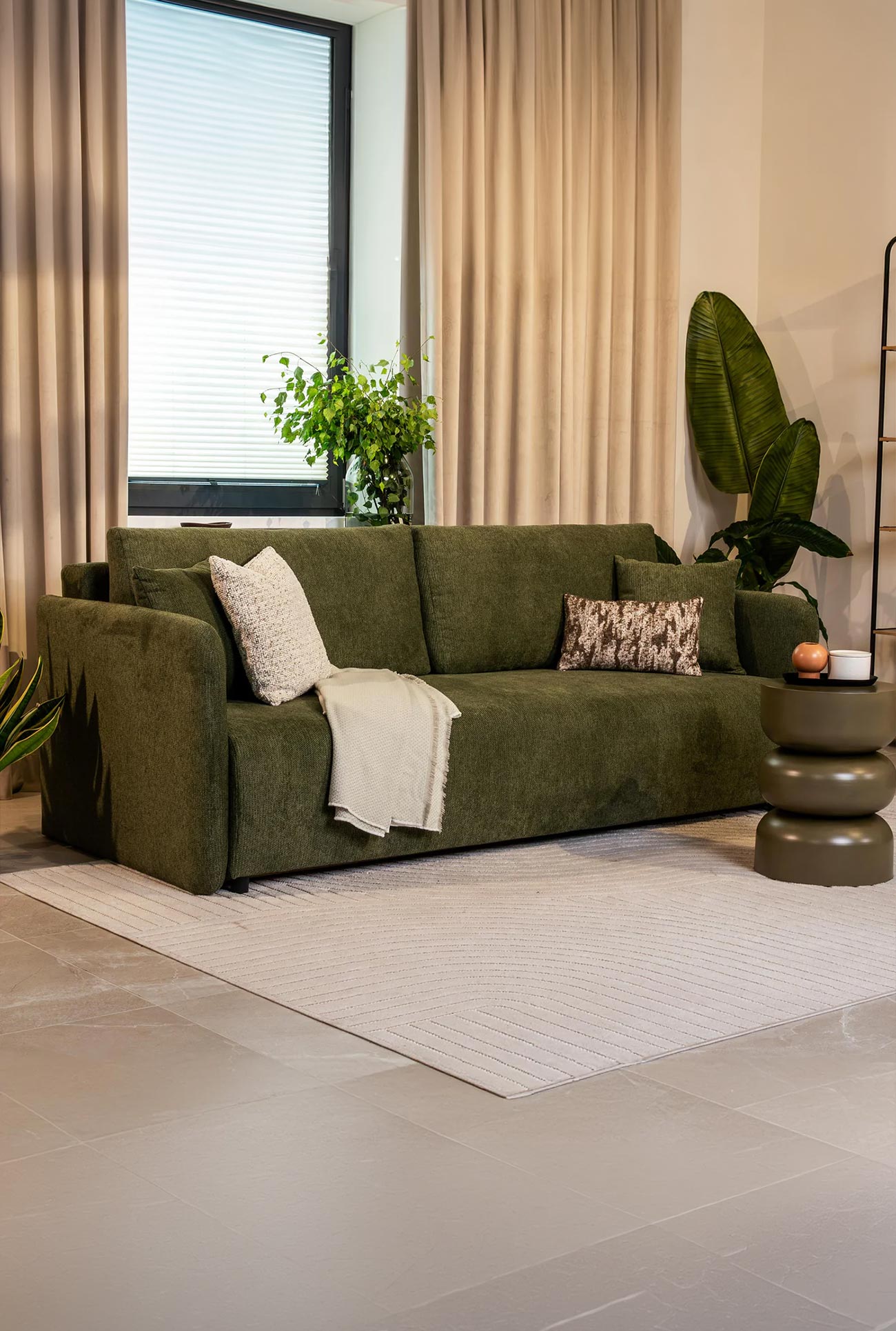Canapés convertibles 3 places CELSY avec coffre de rangement en tissu - Mobilier Deco