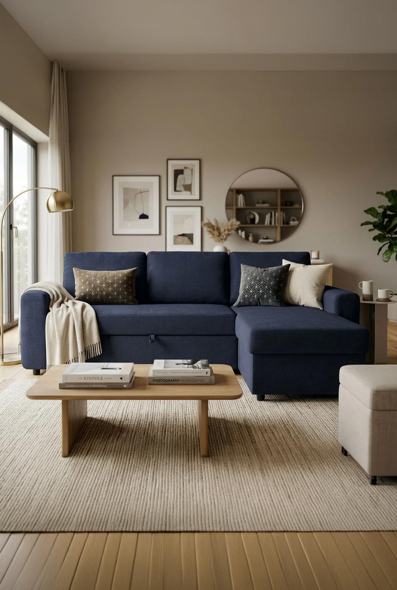 CELIA - Canapés d'angle convertibles réversibles avec coffre en tissu - Mobilier Deco