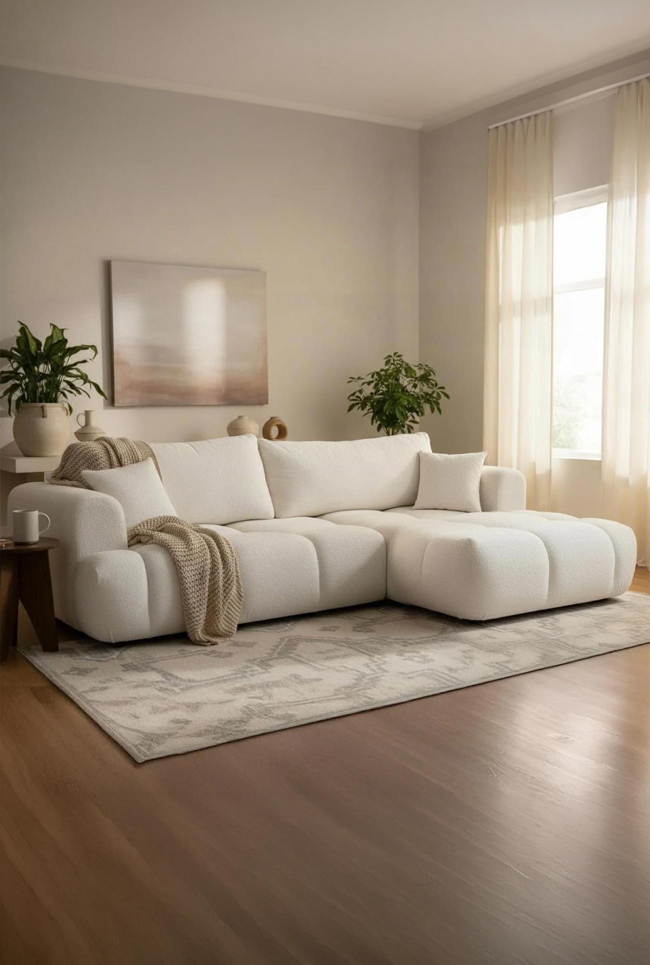 CLOUD - Canapés d'angle convertibles en tissu bouclette - Mobilier Deco