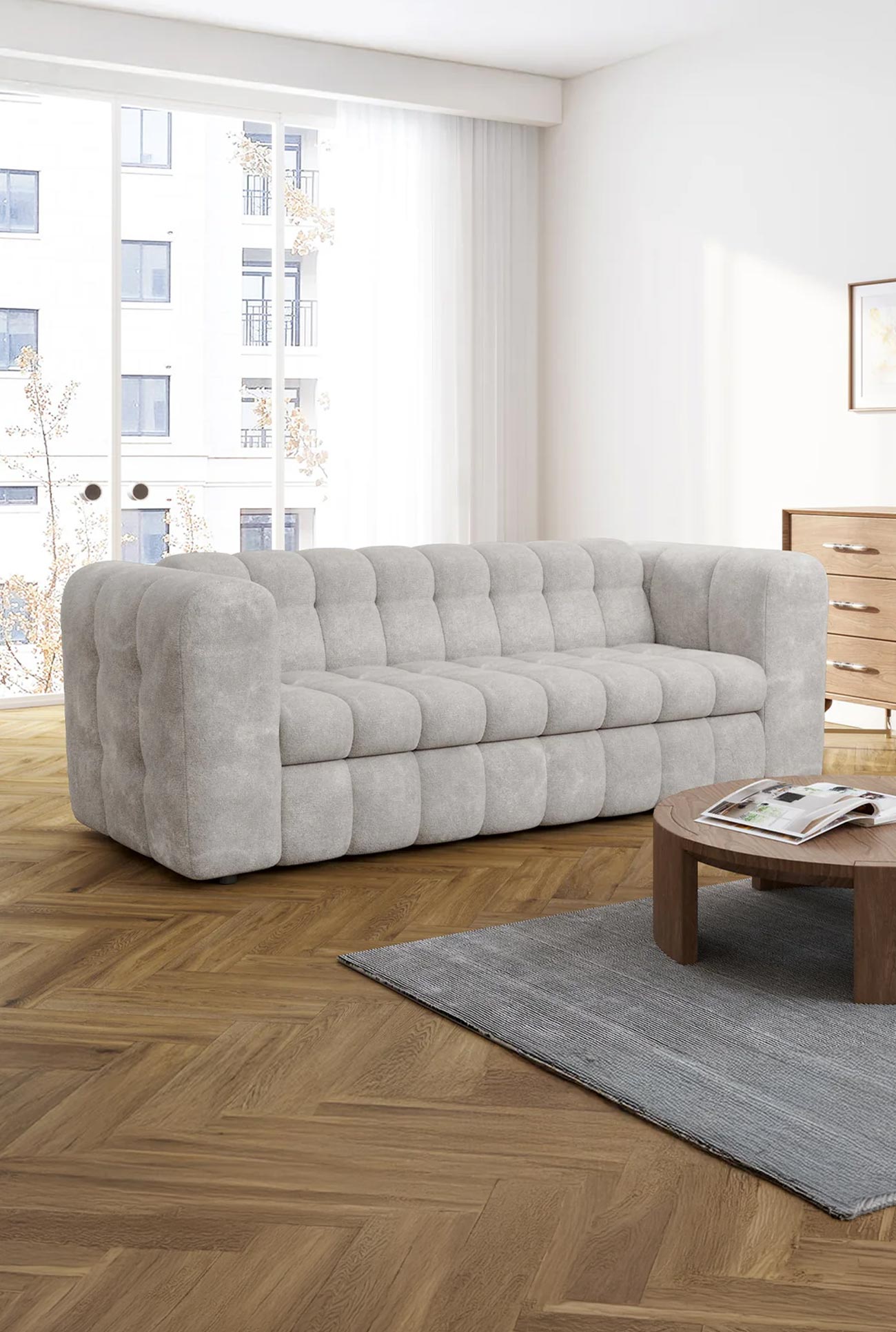 DARIA - Canapés 3 places convertibles en tissu matelassé - Mobilier Deco