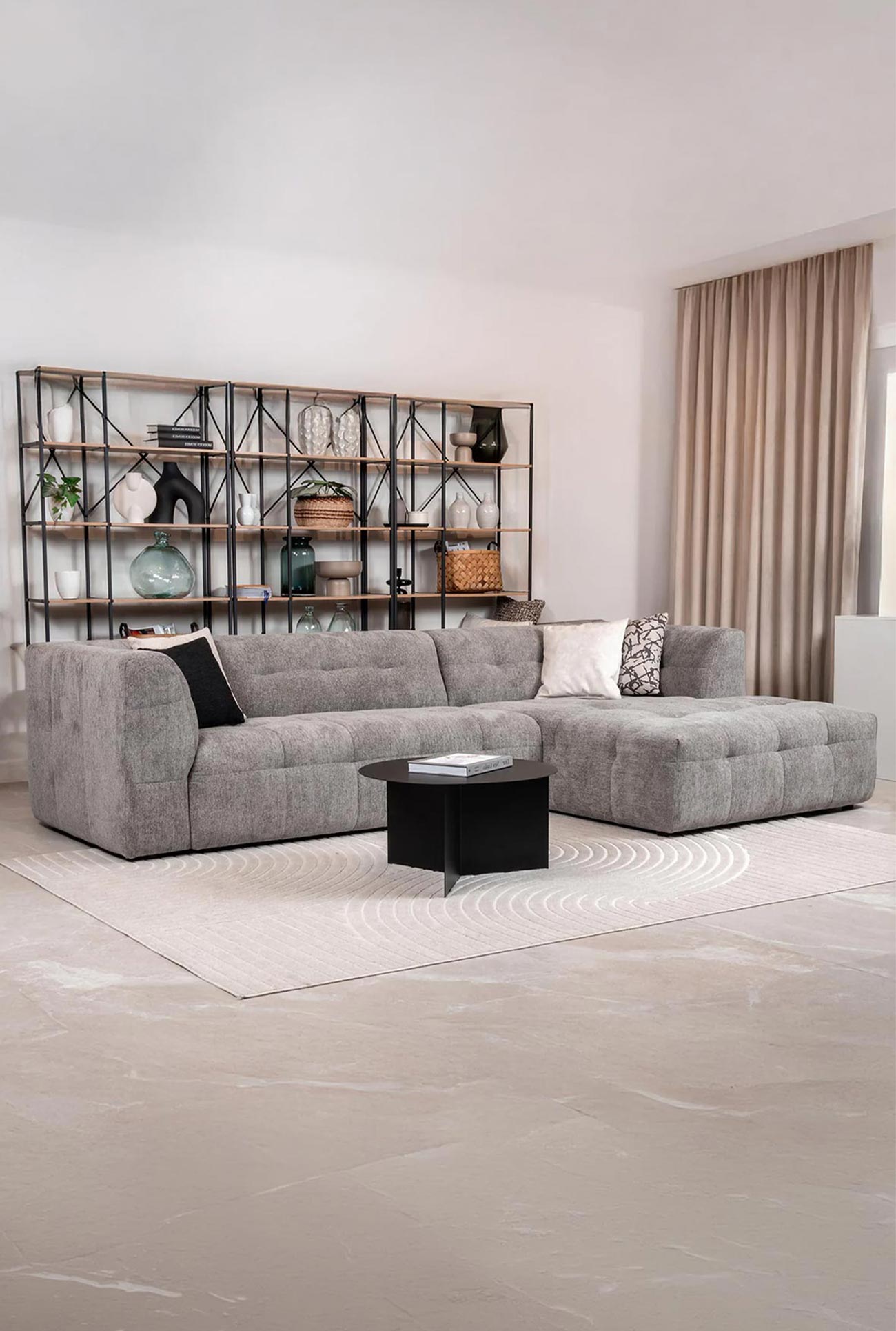 DEYNA – Canapés d'angle en tissu capitonné - Mobilier Deco