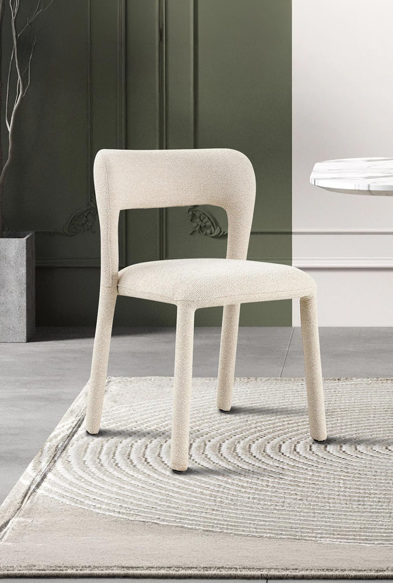 ELVAS - Chaises empilables en tissu bouclette beige ou écru - Mobilier Deco